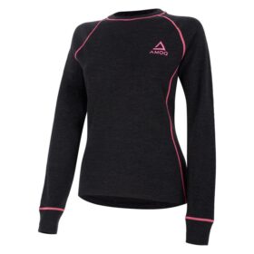 AMOQ 100% Merino Dam Underställ Tröja Grå/Rosa